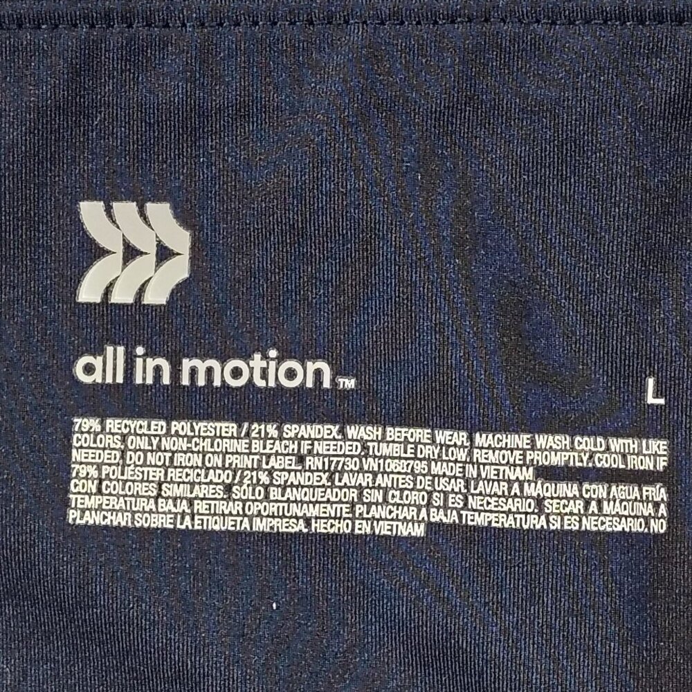 All In Motion High Waist Yoga Leggings Sz L Navy Athletic Workout Pants Pockets - Picture 8 of 15